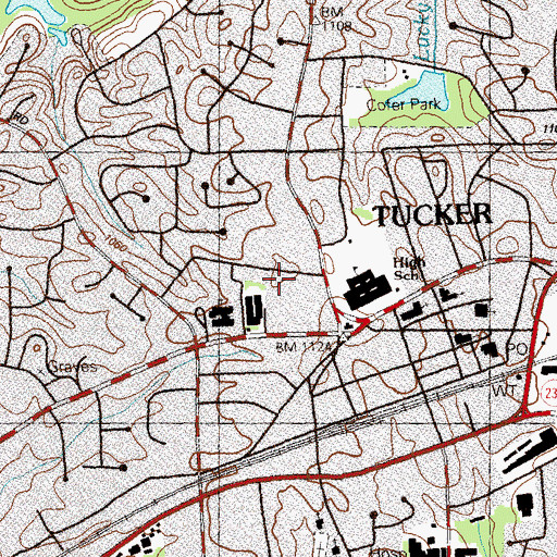 Topographic Map of Tucker Childrens Center, GA