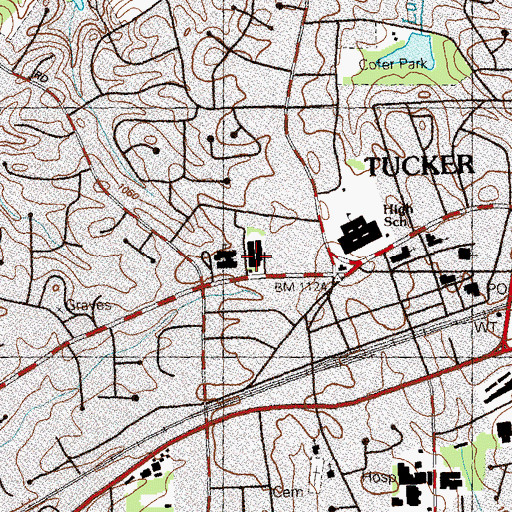 Topographic Map of Tucker Recreation Center, GA