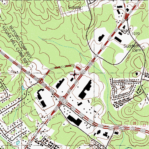 Topographic Map of Ashton Square Shopping Center, GA