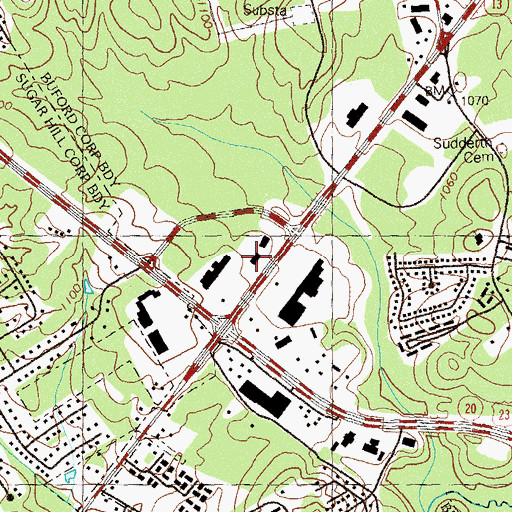 Topographic Map of Gwinnett County Fire and Emergency Services Station 14, GA