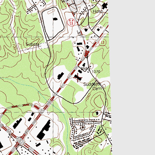 Topographic Map of Huntington Place Shops, GA