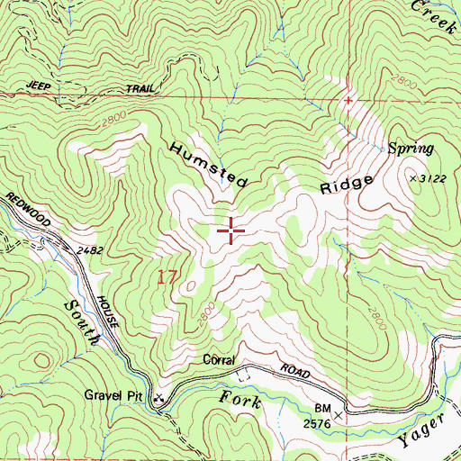 Topographic Map of Humsted Ridge, CA