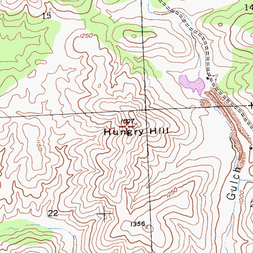 Topographic Map of Hungry Hill, CA