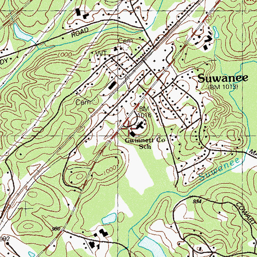 Topographic Map of Suwanee Training Center, GA