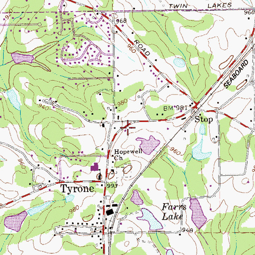 Topographic Map of Fayette County Fire and Emergency Services Station 3, GA