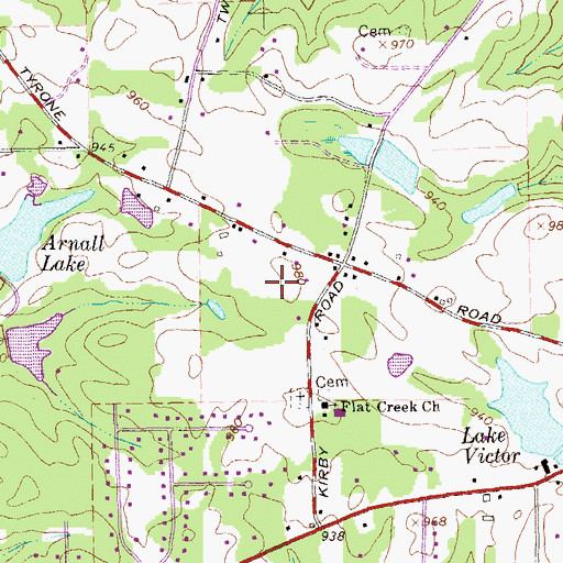 Topographic Map of Fayette County Fire and Emergency Services Station 8, GA