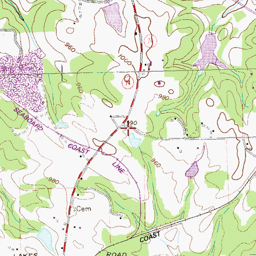 Topographic Map of Green Tree Baptist Church, GA