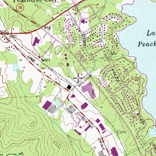 Topographic Map of Peachtree City Fire Department Station 81 Leach, GA