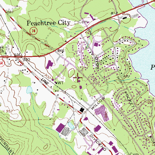 Topographic Map of Peachtree City Post Office, GA