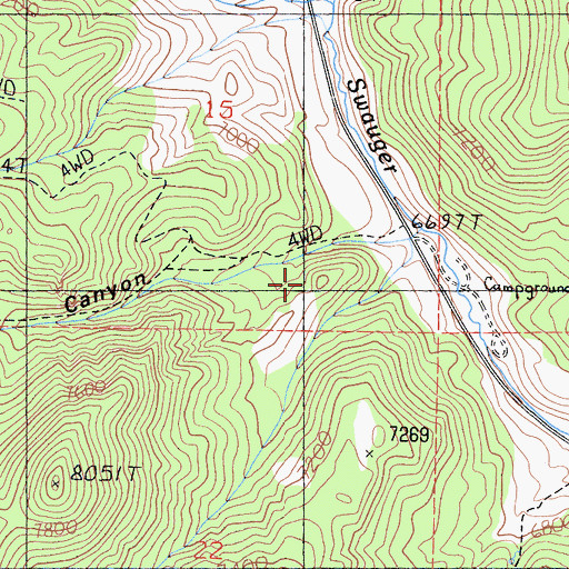 Topographic Map of Huntoon Valley, CA