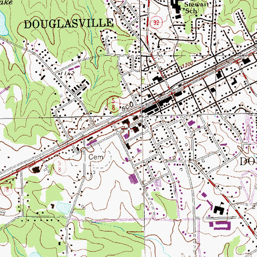 Topographic Map of Douglas County Fire Department Station 10, GA