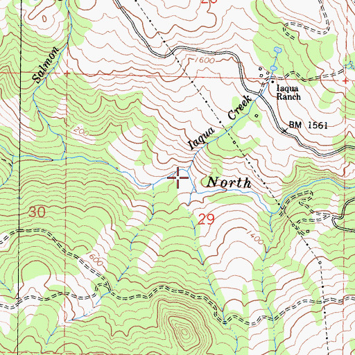 Topographic Map of Iaqua Creek, CA