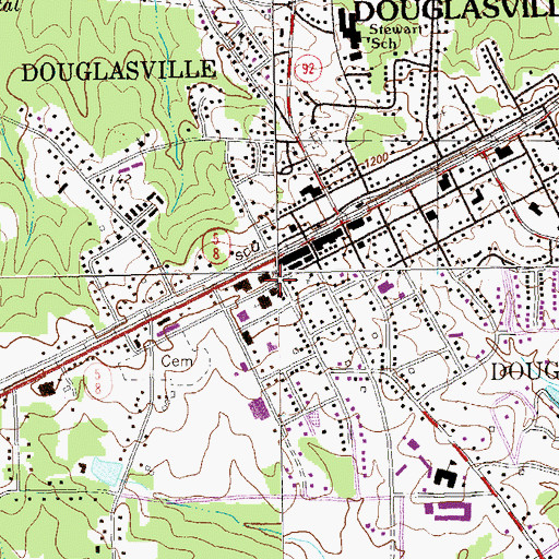 Topographic Map of Douglasville Police Department, GA
