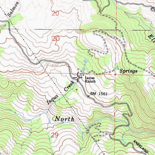 Topographic Map of Iaqua Ranch, CA