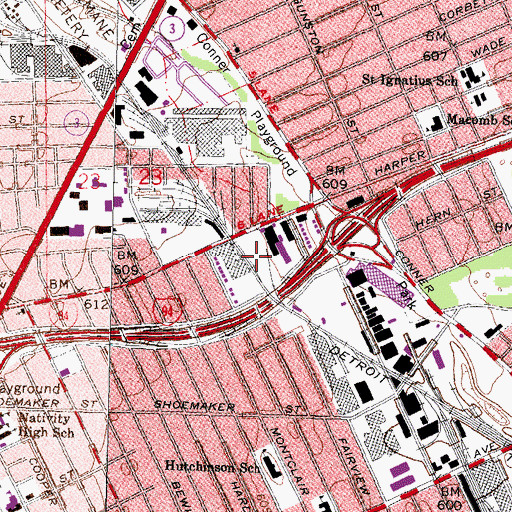 Topographic Map of Saint John Detroit Health Center, MI