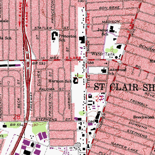 Topographic Map of Saint John Family Medical Center, MI