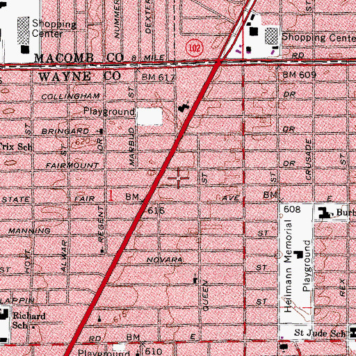 Topographic Map of Saint John Gratiot Center, MI