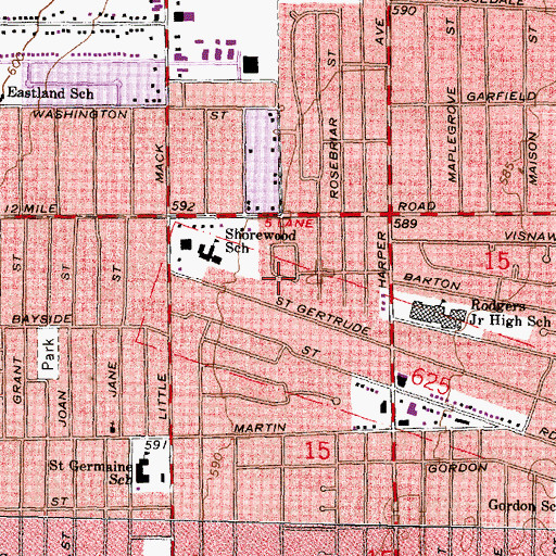 Topographic Map of Saint John Medical Center, MI