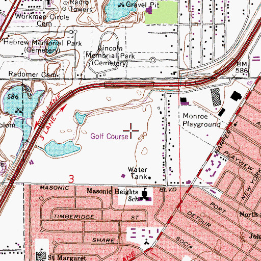 Topographic Map of Saint John Medical Center-Masonic, MI