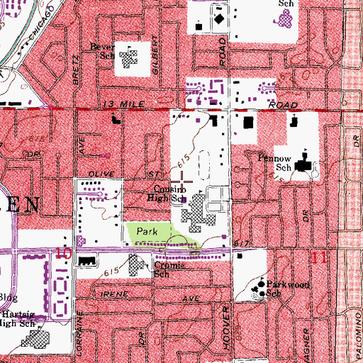 Topographic Map of Saint John Medical Center-Warren, MI