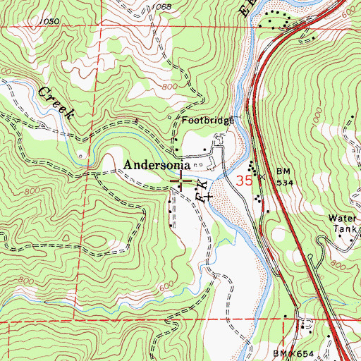 Topographic Map of Indian Creek, CA