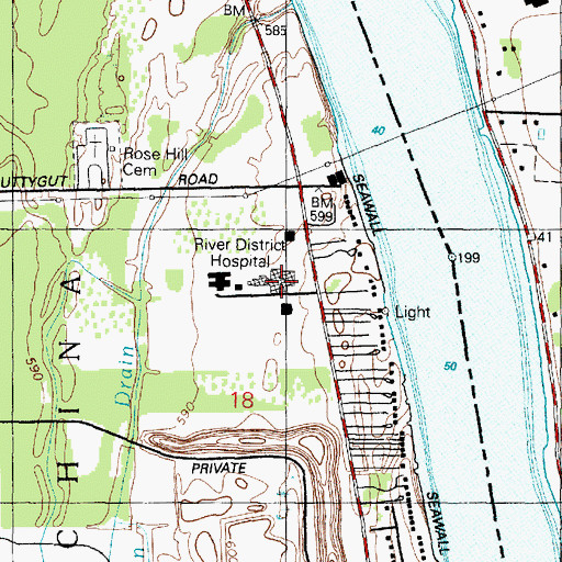Topographic Map of Saint John River District Hospital, MI