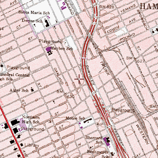 Topographic Map of Saint John the Great Baptist Church, MI