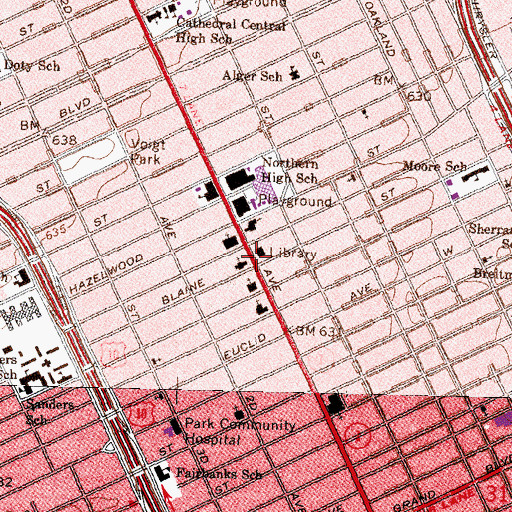 Topographic Map of Saint John's Christian Methodist Episcopal Church, MI