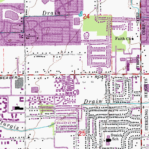 Topographic Map of Saint Joseph Catholic Chaldean Parish Hall, MI