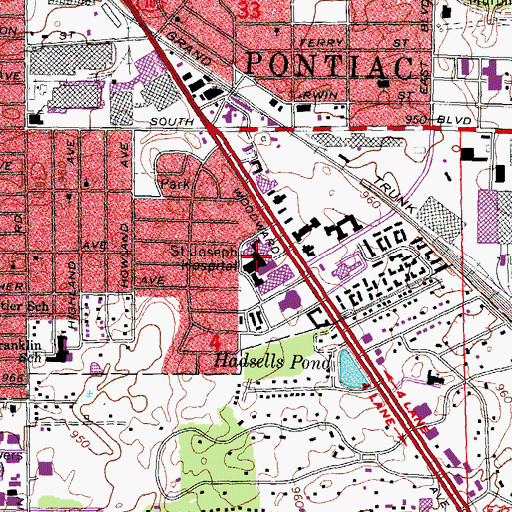 Topographic Map of Saint Joseph Mercy Medical Office Building, MI