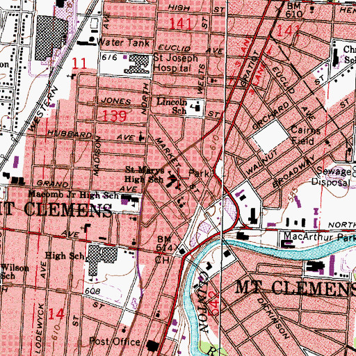 Topographic Map of Saint Mary Catholic School, MI