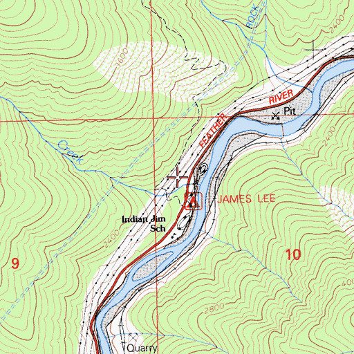 Topographic Map of Injun Jim Campground, CA