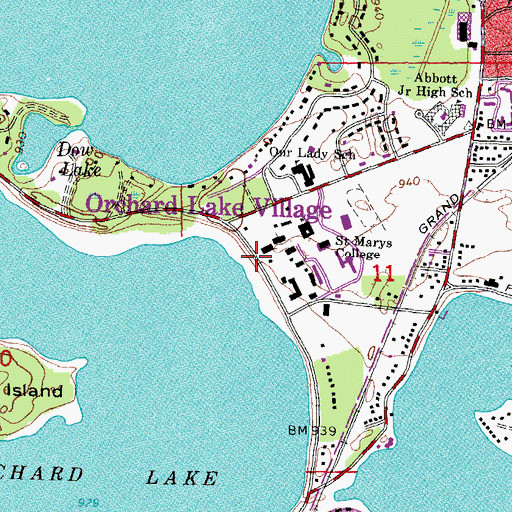 Topographic Map of Saint Mary's College, MI