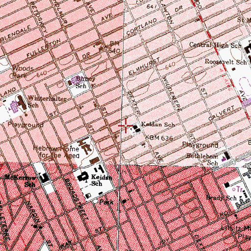 Topographic Map of Saint Paul Cumberland Presbyterian Church, MI