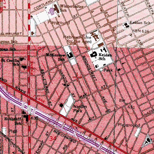 Topographic Map of Saint Peter's Rock Missionary Baptist Church, MI