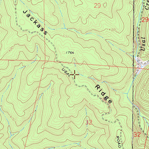 Topographic Map of Jackass Ridge, CA