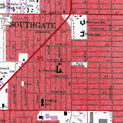 Topographic Map of Saint Puis Church, MI