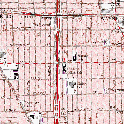 Topographic Map of Saint Rita's Church, MI
