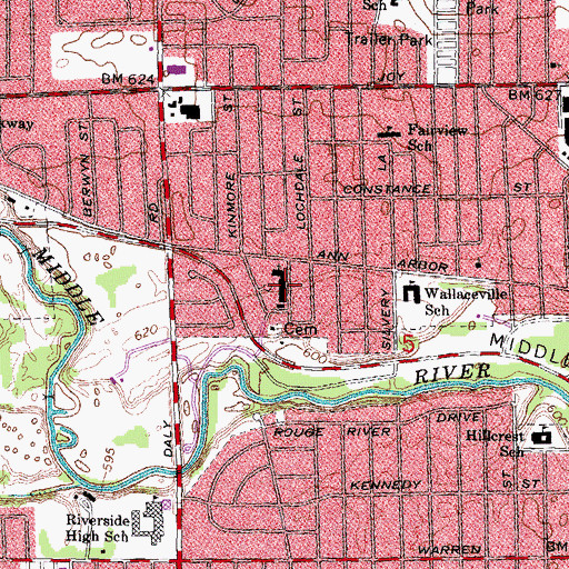 Topographic Map of Saint Sabina Catholic School, MI