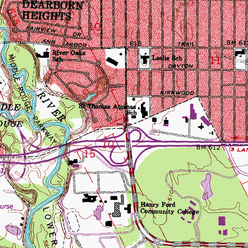 Topographic Map of Saint Thomas Aquinas Parish Center, MI