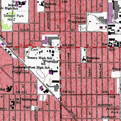 Topographic Map of Saint Vartan's Catholic Church, MI