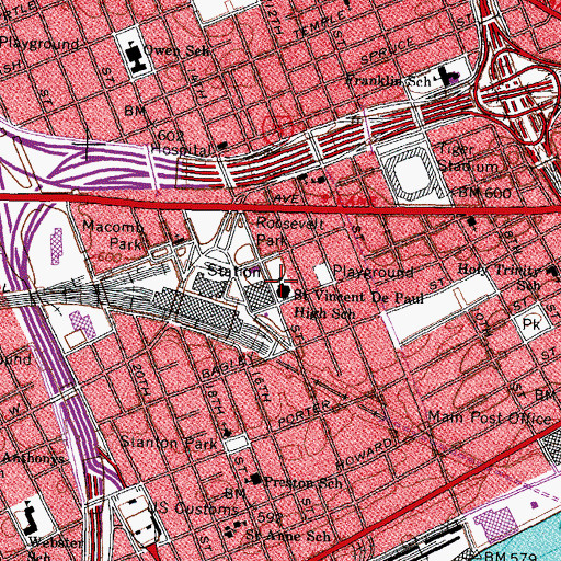 Topographic Map of Saint Vincent De Paul Middle School, MI