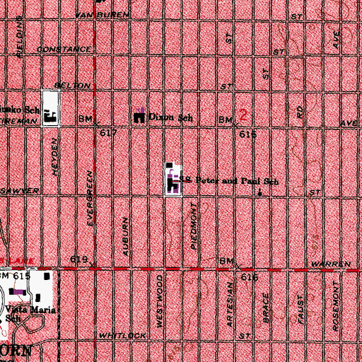 Topographic Map of Saints Peter and Paul Roman Catholic Church West Side, MI