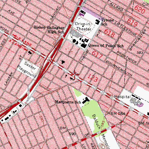 Topographic Map of Salem Memorial Lutheran Church, MI