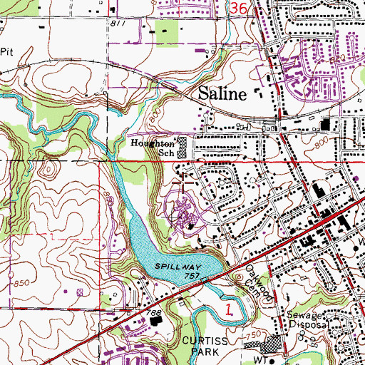 Topographic Map of Saline Community Hospital, MI