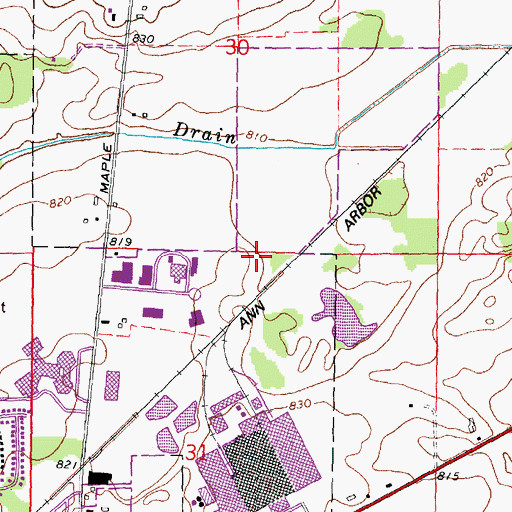 Topographic Map of Saline Health Center, MI