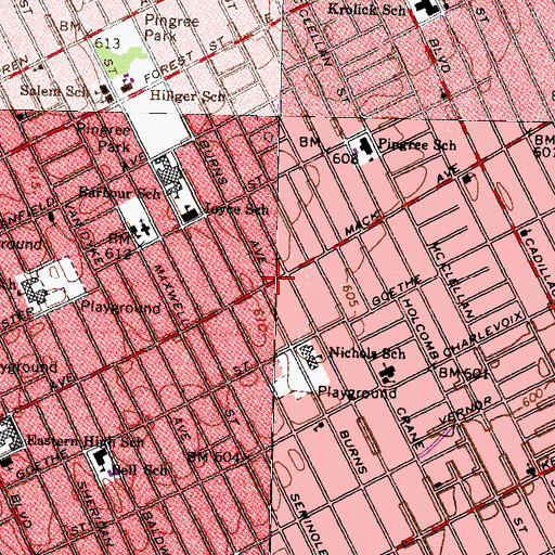 Topographic Map of Samaritan Missionary Baptist Church, MI