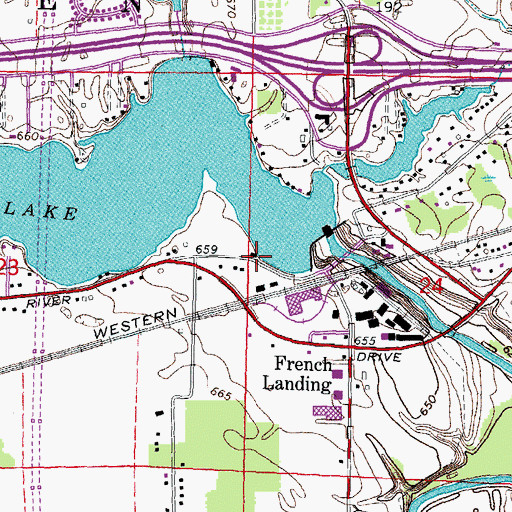 Topographic Map of Sandy's Marina, MI
