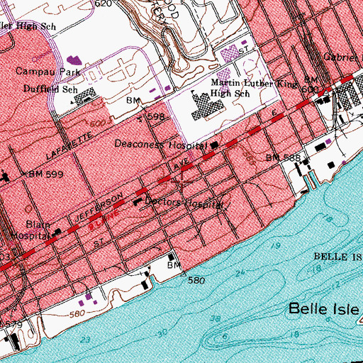 Topographic Map of Sankore Marine Immersion High School Academy, MI