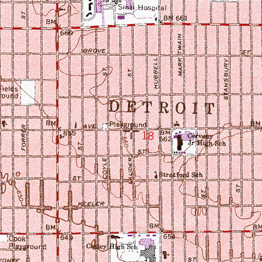 Topographic Map of Saving Mission Church of God in Christ, MI